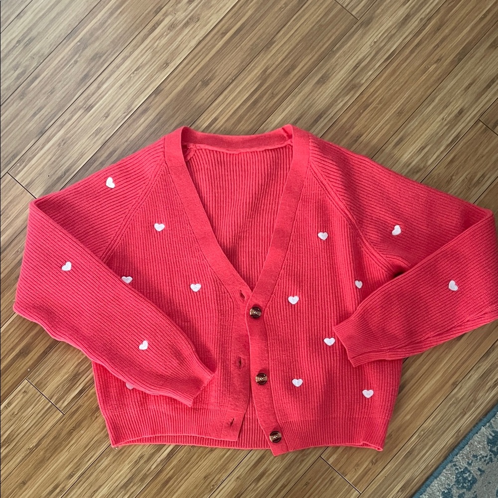 Women's Heart Patterned Cardigan Sweater
